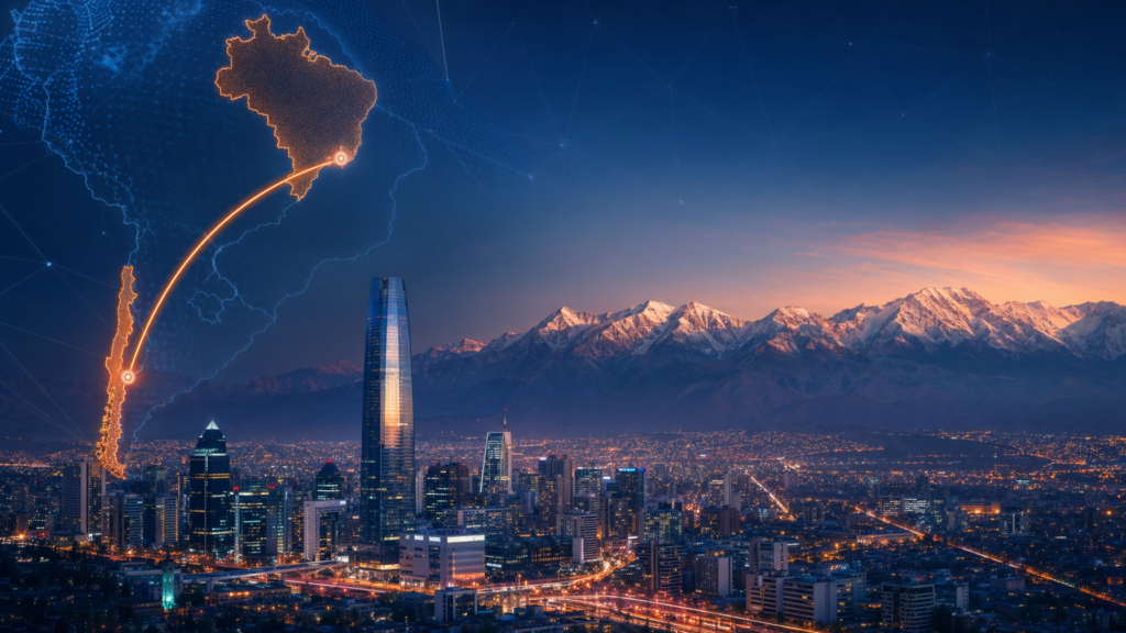 Santiago do Chile com montanhas ao fundo — franquias brasileiras expandindo para o mercado chileno